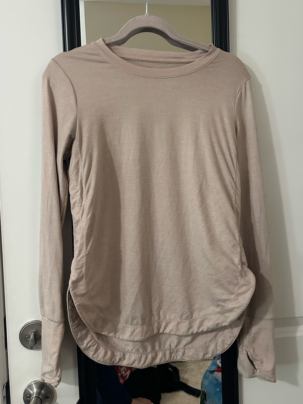 Athleta Long Sleeve Crewneck Top in Light Taupe
